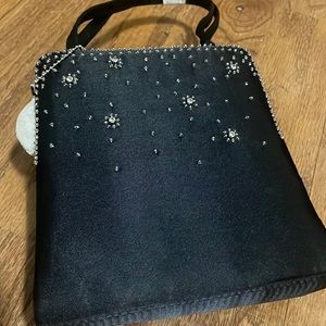 Black Satin and Rhinestone Evening Bag.
